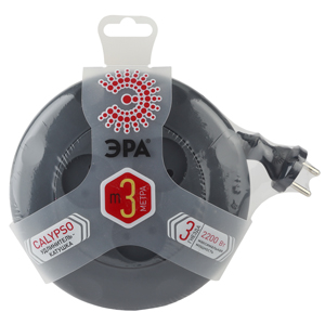 UR-3-3m-B Удлинитель ЭРА (черный) рулетка, без заземл, 2x0.75мм2, 3гн, 3м - купить в Минске