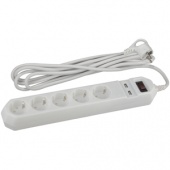 USF-5es-1.5m-USB-W Сетевой фильтр ЭРА (белый) с заземл, 3x0,75мм2, с выкл, 5гн+2USB, 1.5м - купить в Минске