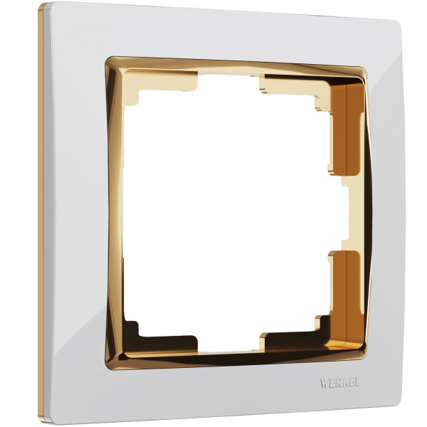 Рамка на 1 пост Werkel WL03-Frame-01-white-GD Snabb (белый/золото) - купить в Минске